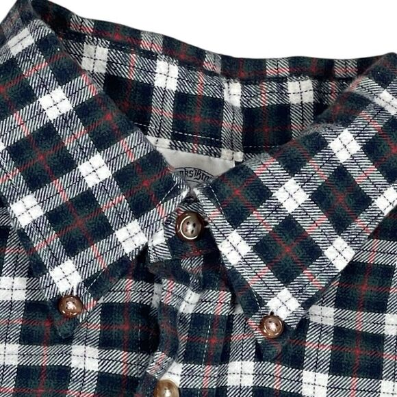 Brooks Brothers Button Regent Green & White Plaid Flannel Sz Large - Picture 1 of 5